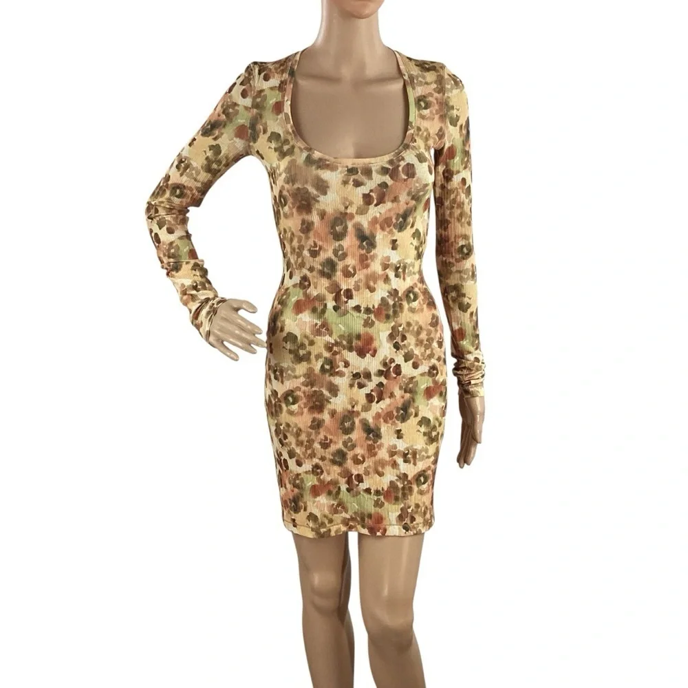 Nanushka Cathleen Watercolor Animal Print Mini Dress Long Sleeve XS - Picture 1 of 7
